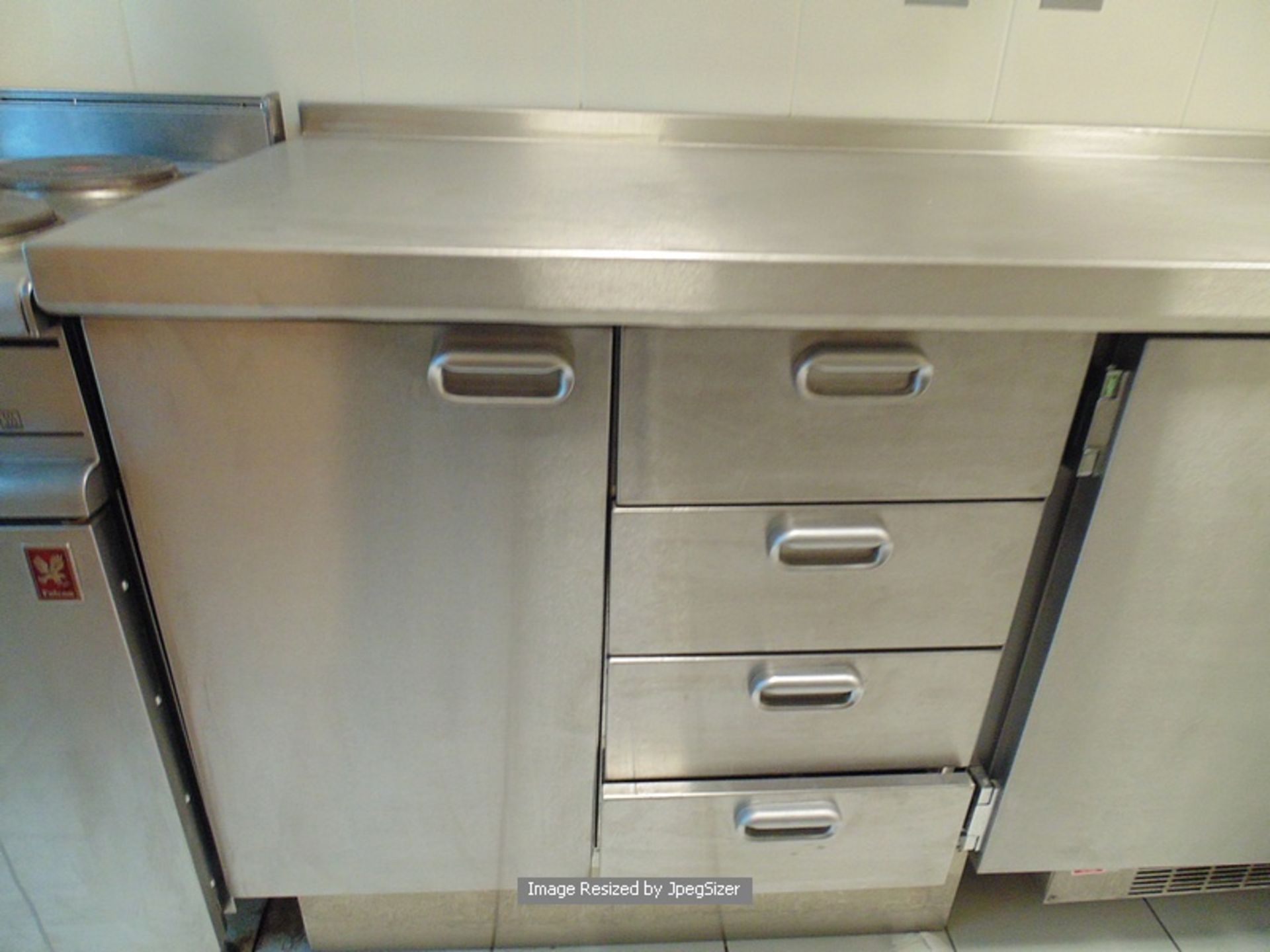 Moffat stainless steel workstation comprising of 3 x single door cupbards, 2 x 4 drawer storage - Image 3 of 4