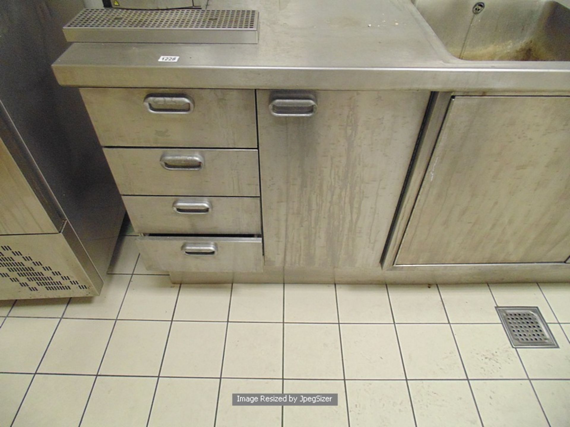 Moffat stainless steel L shaped kitchen workstation comprising of four drawer unit double bowl - Image 2 of 3