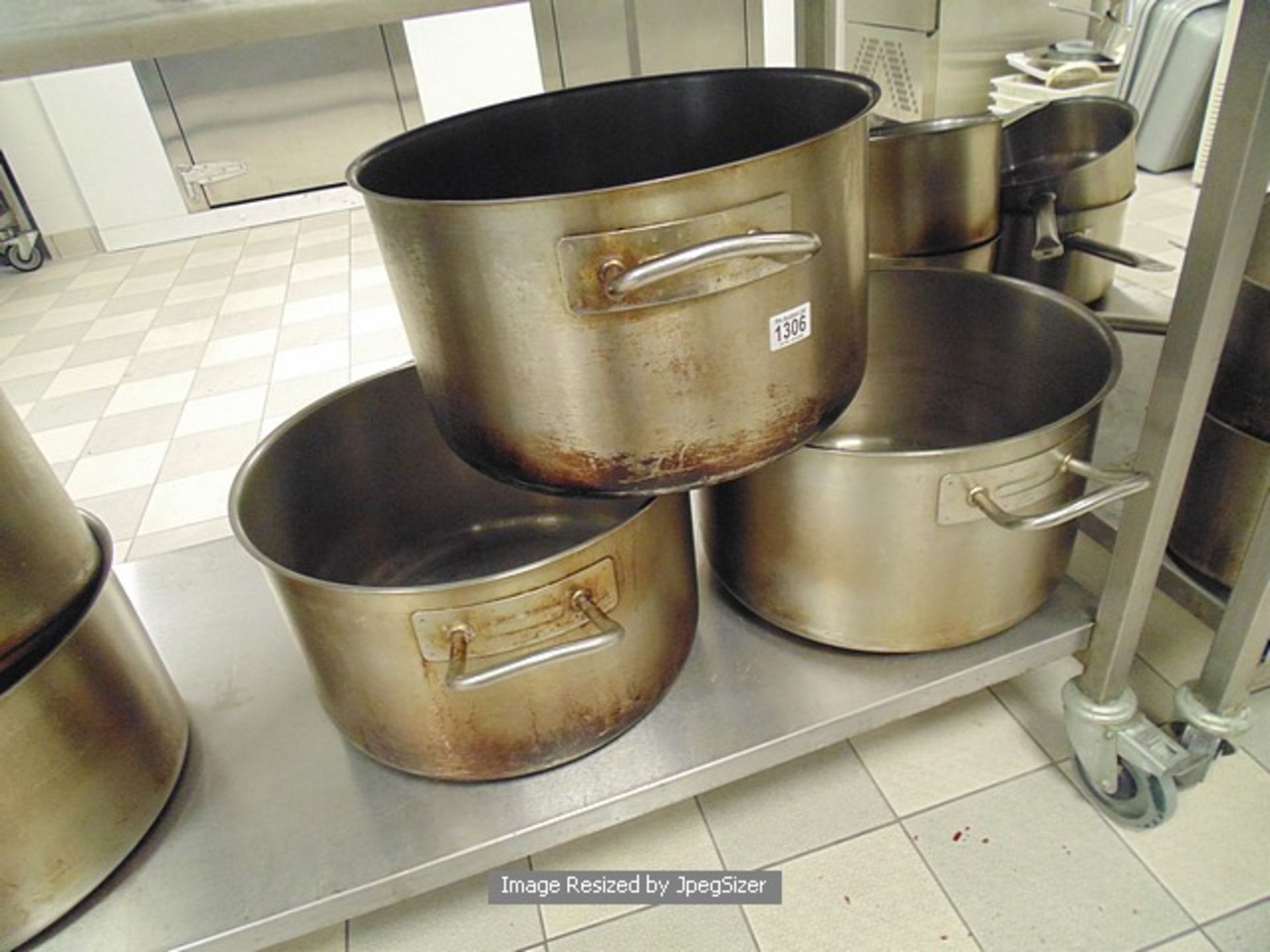 3 x Lagor stainless steel commercial stock pots 34 litre capacity 420mm x 250mmm