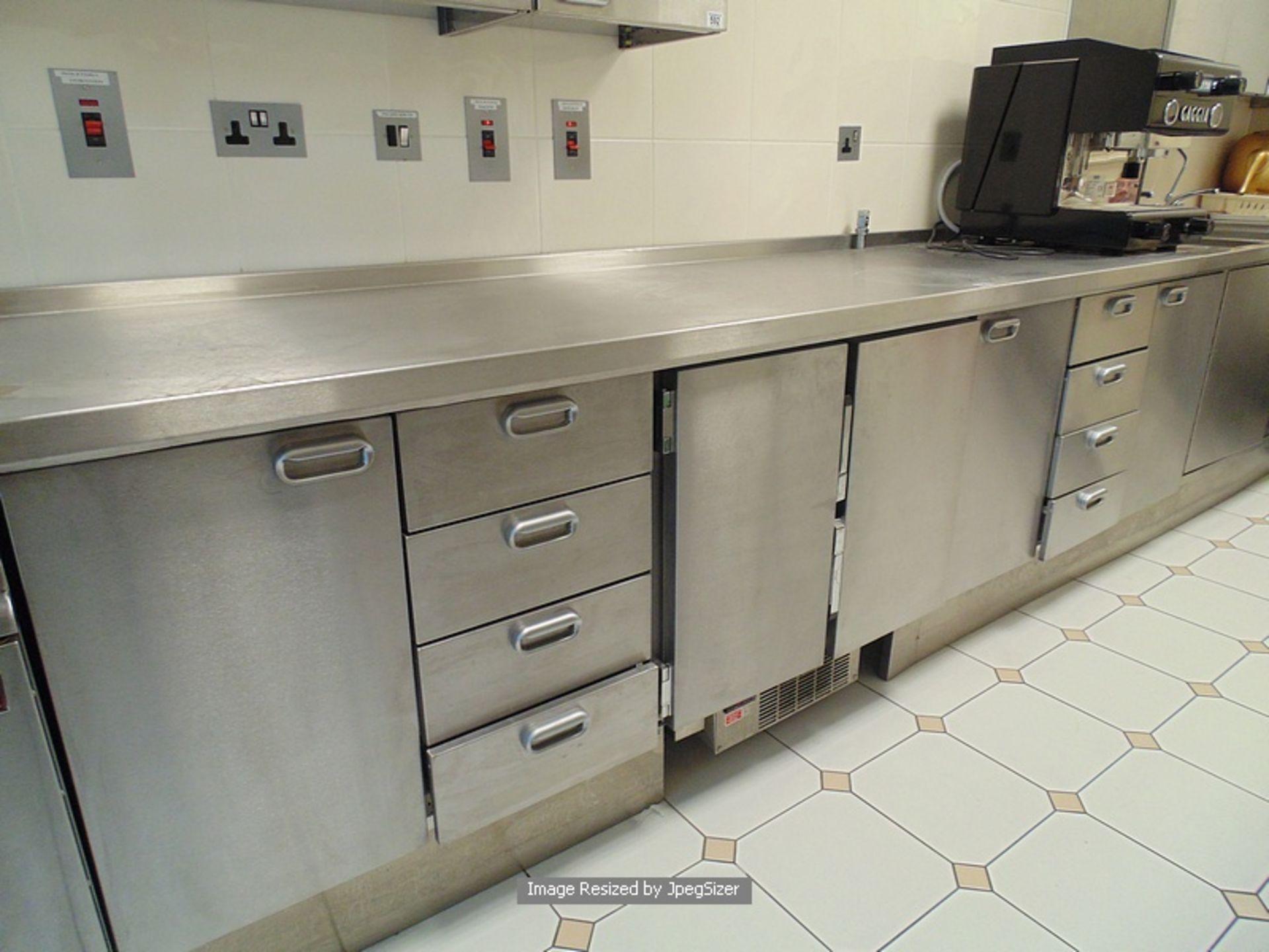 Moffat stainless steel workstation comprising of 3 x single door cupbards, 2 x 4 drawer storage - Image 2 of 4