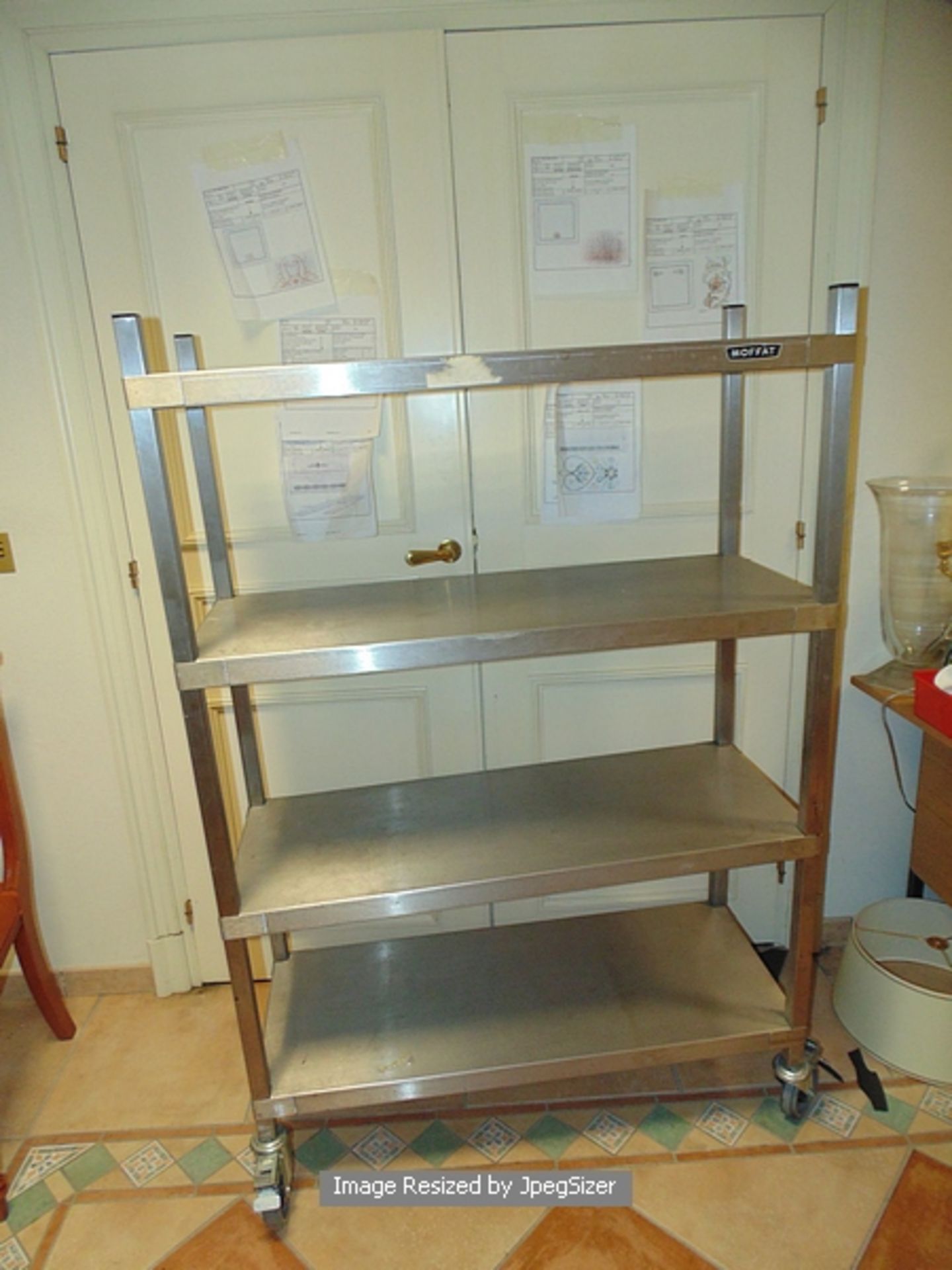 Moffat stainless steel mobile four tier rack 1000mm x 400mm x 1480mm  Lift out charge  5