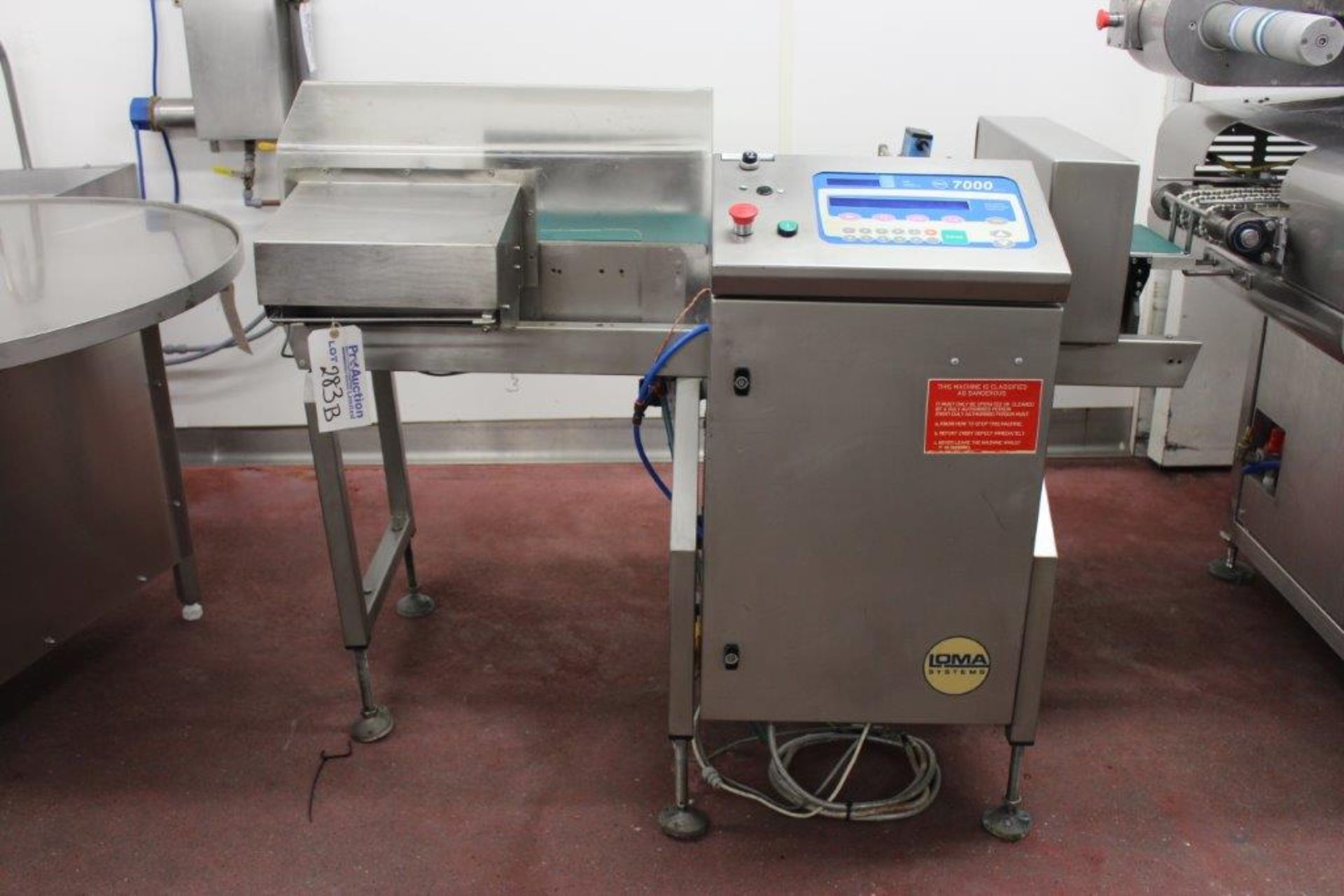 Loma 7000 combination metal detector check weigher aperture 350mm x 80mm high complete with air blow