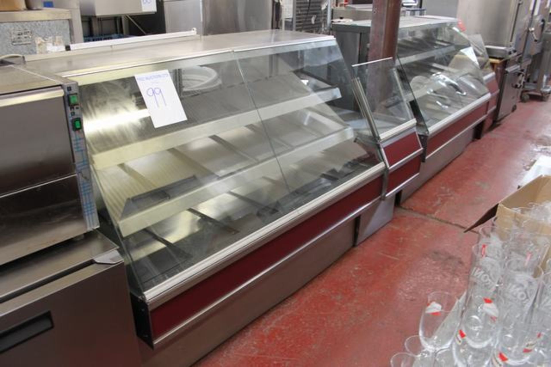 Complete shop counter server unit with chilled two door glass front and heated open back display - Image 2 of 2