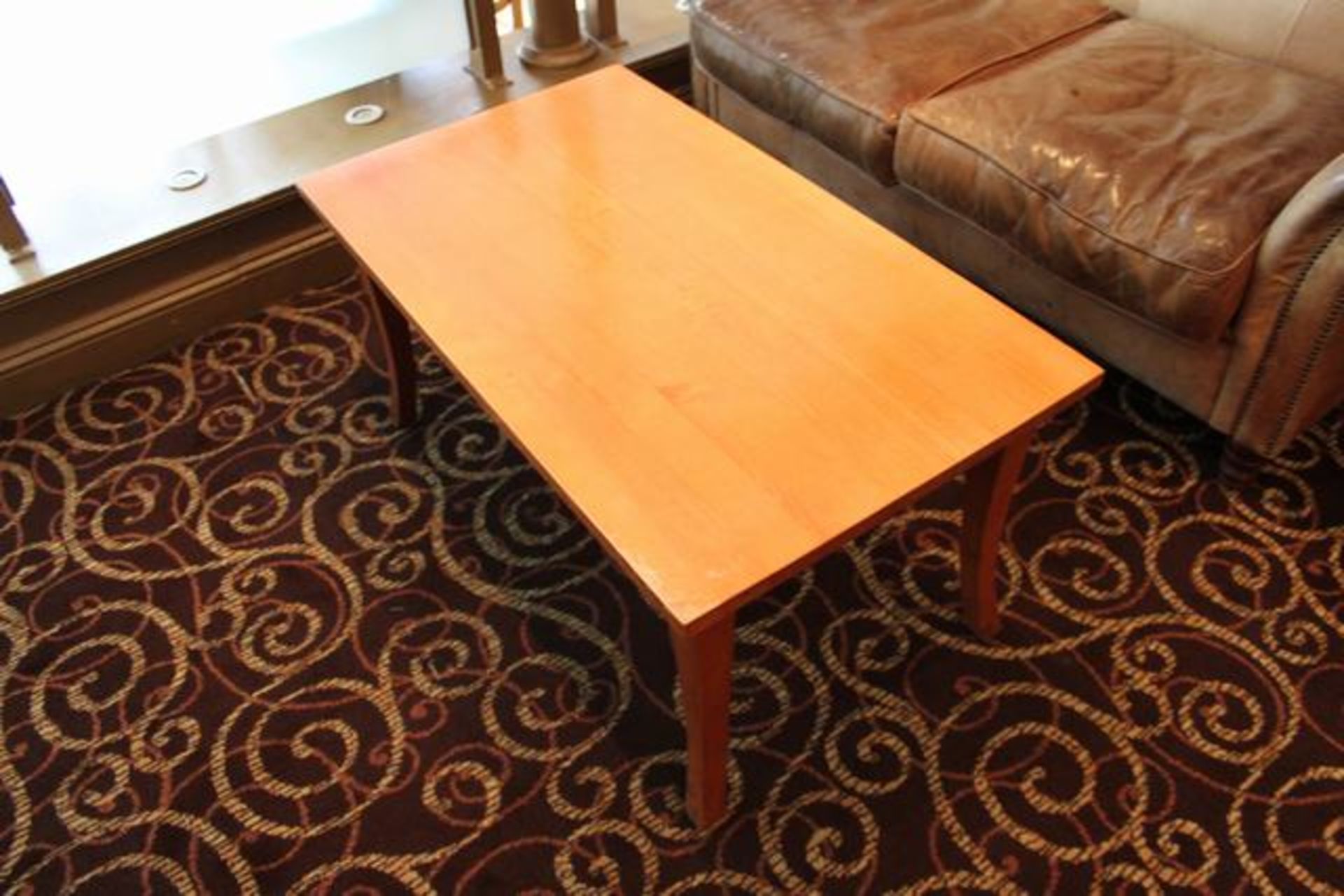 Cherrywood coffee table top mounted on four splayed legs 670mm x 600mm x 500mm  Lift out charge  5