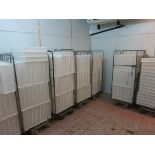 Plastic  trays approx (145), 700mmx400mmx80mm deep with (7) mobile racks LIFT OUT CHARGE £100