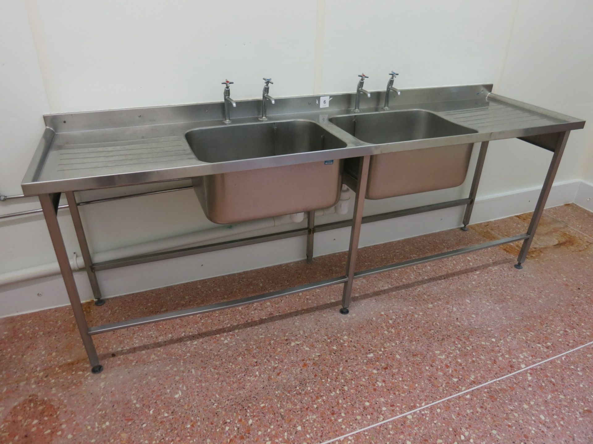 Stainless dbl sink, 2.4 m wide
LIFT OUT CHARGE  £35