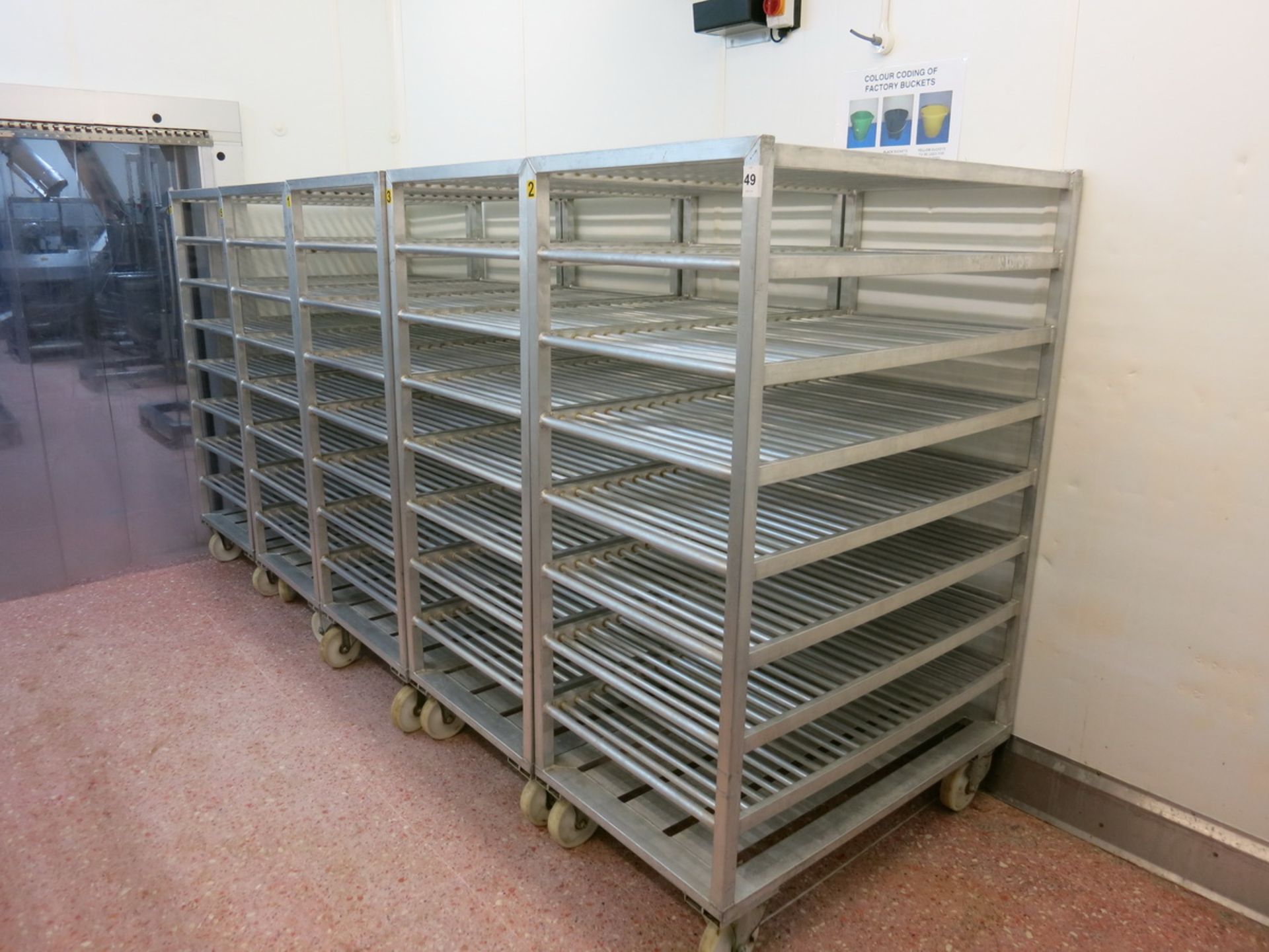 Aluminum  mobile racks, 1.2m x 700mm x 1.55m high, 7 shelf LIFT OUT CHARGE  £75