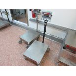 Ohaus platform scale, model T32XW, max 150 kg, min 0.02, on mobile stand
LIFT OUT CHARGE £10