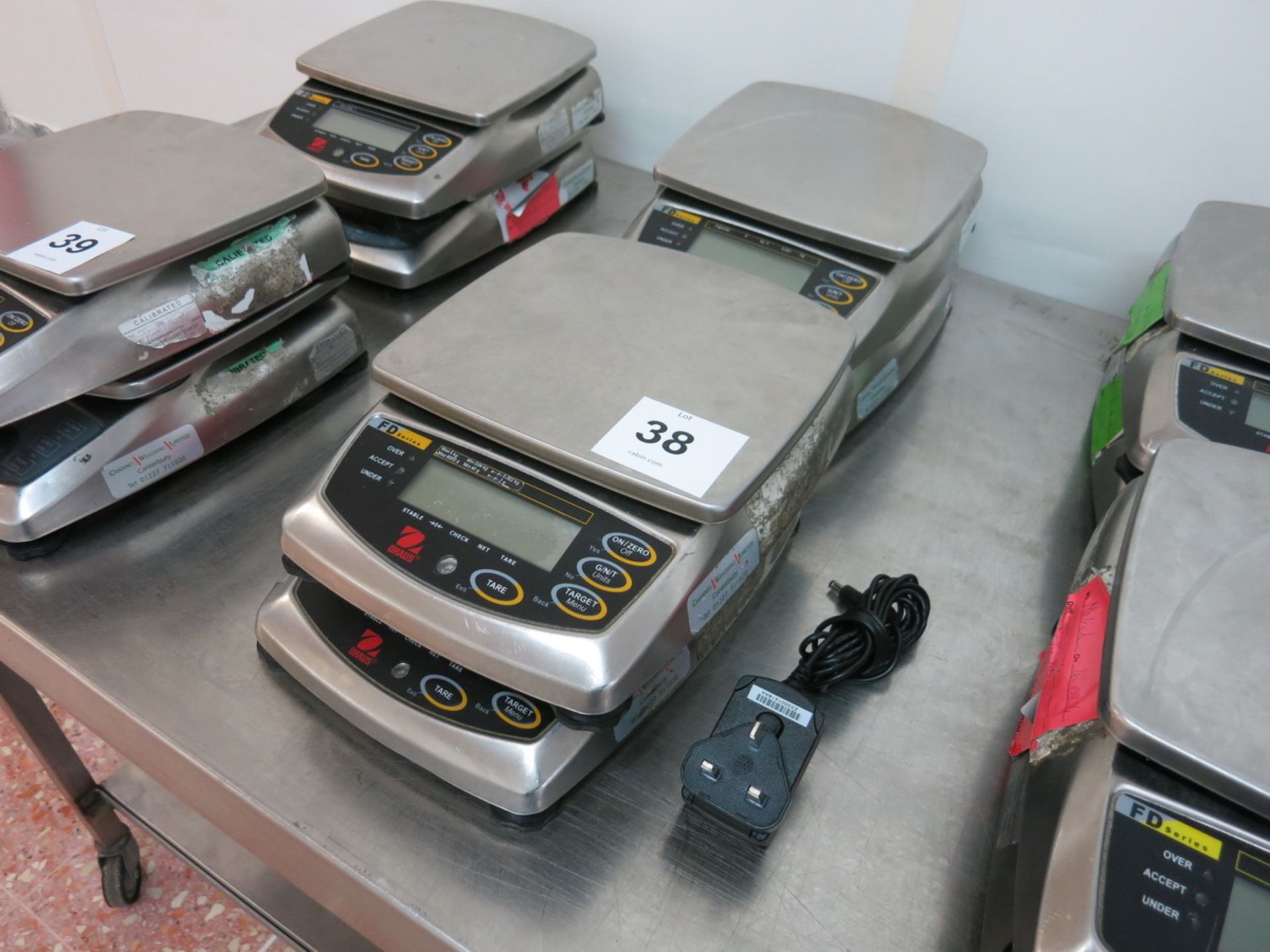 Ohaus table scales, model FD6, cap: max 6 kg, min .04 kg
LIFT OUT CHARGE £5