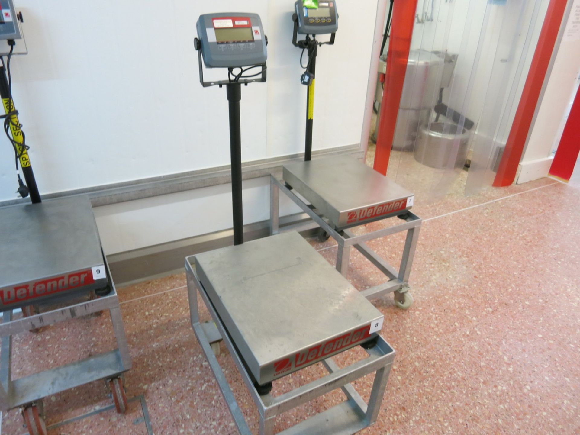 Ohaus platform scale, model T31P, max 60 kg, min 0.4 kg, on mobile standLIFT OUT CHARGE  £10