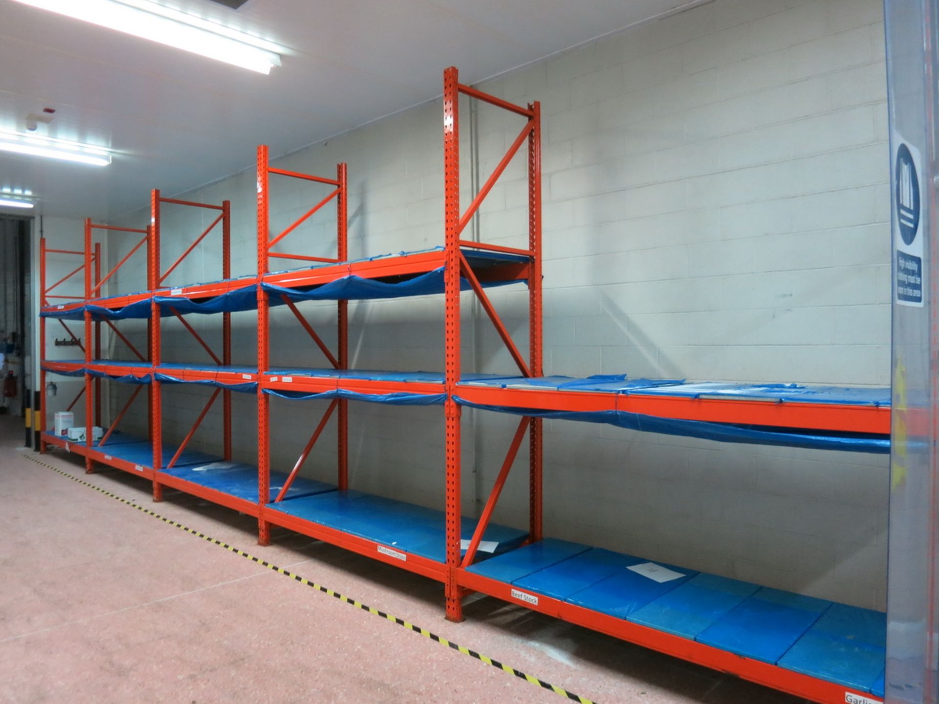 Sections  pallet racking, (11) 3.5 m x 900mm deep uprights, (32) 2.70 m cross beams