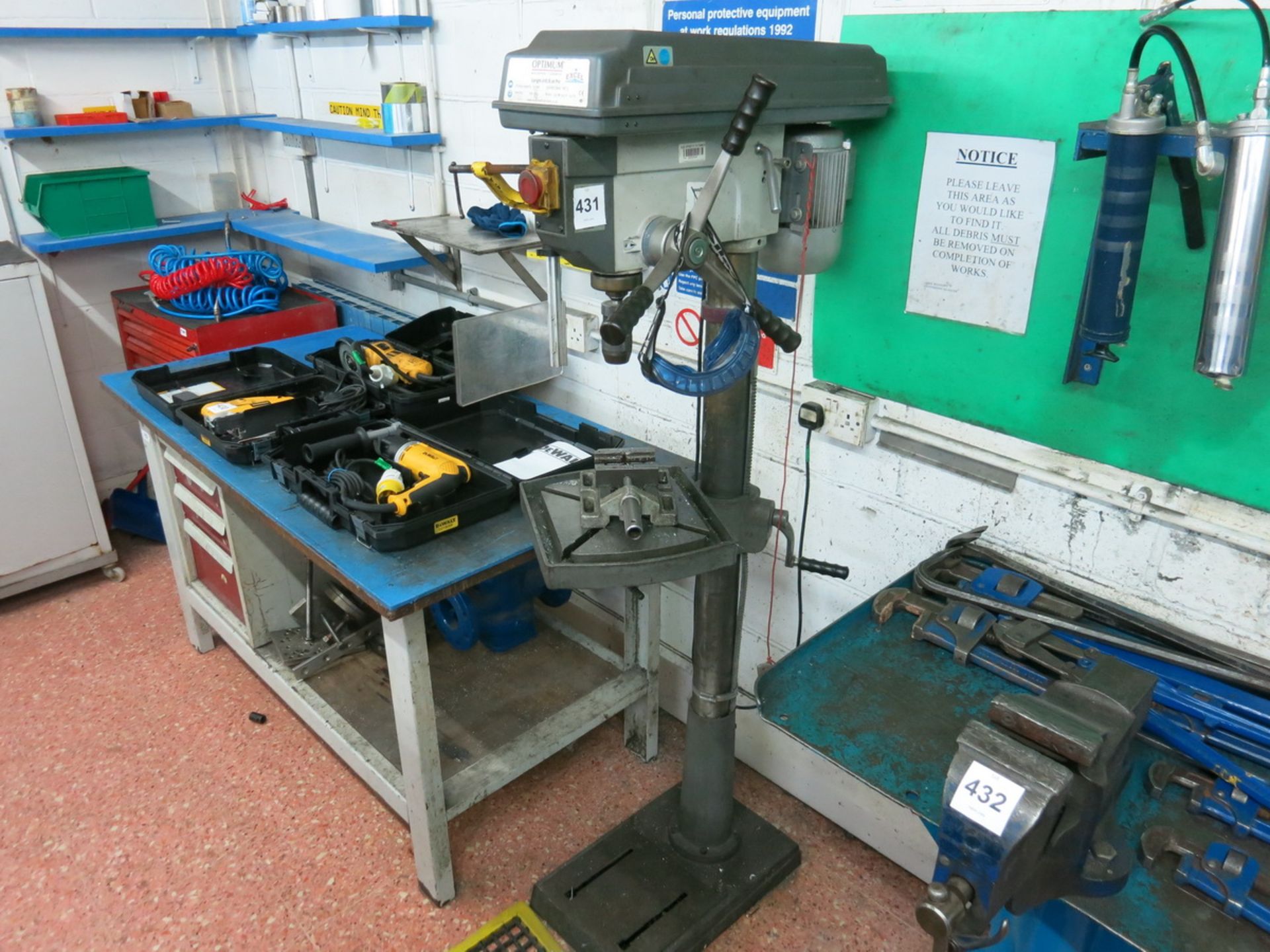 Optimum  drill press, model B26-Pro, with machine vise (2007) LIFT OUT CHARGE £30