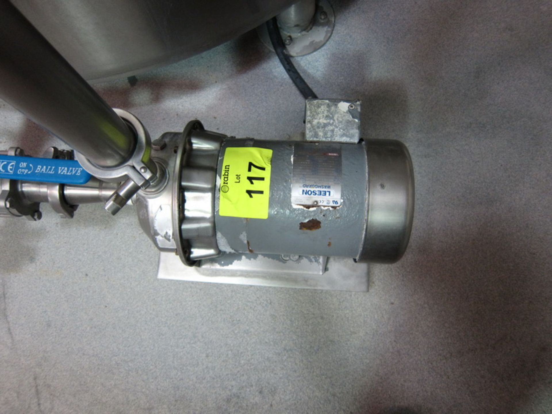 Leeson centrifugal pump, model C6T34WC13B, s/n 116776, with, (SUBJECT TO BULK BID OF LOTS 103-118)