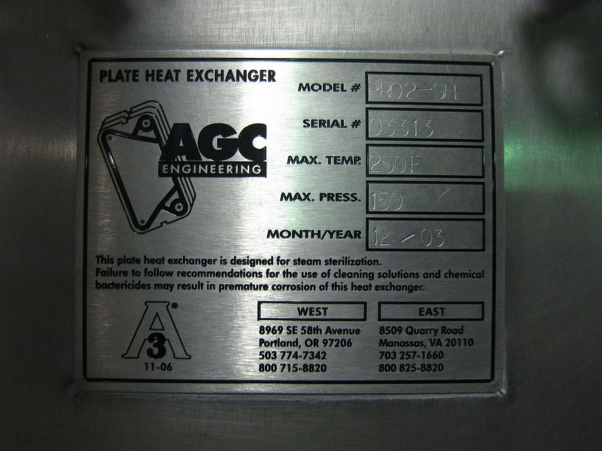 HTST System, all SS mounted on SS frame, with AGC Pro-2-SH / 03313 plate heat exchanger, and - Image 6 of 12