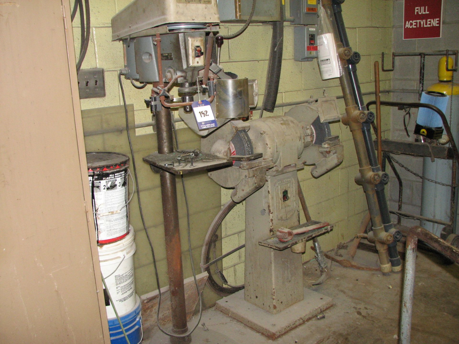 [Lot] (1) Delta 15-091 pedestal drill press, (1) pedestal double end grinder