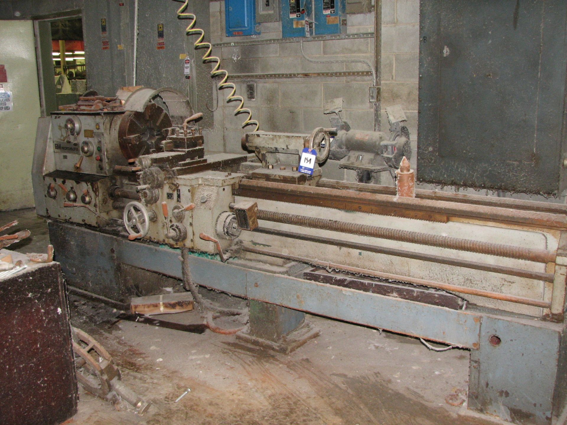 PM engine lathe, 14"W x 9'L table with extra toolings