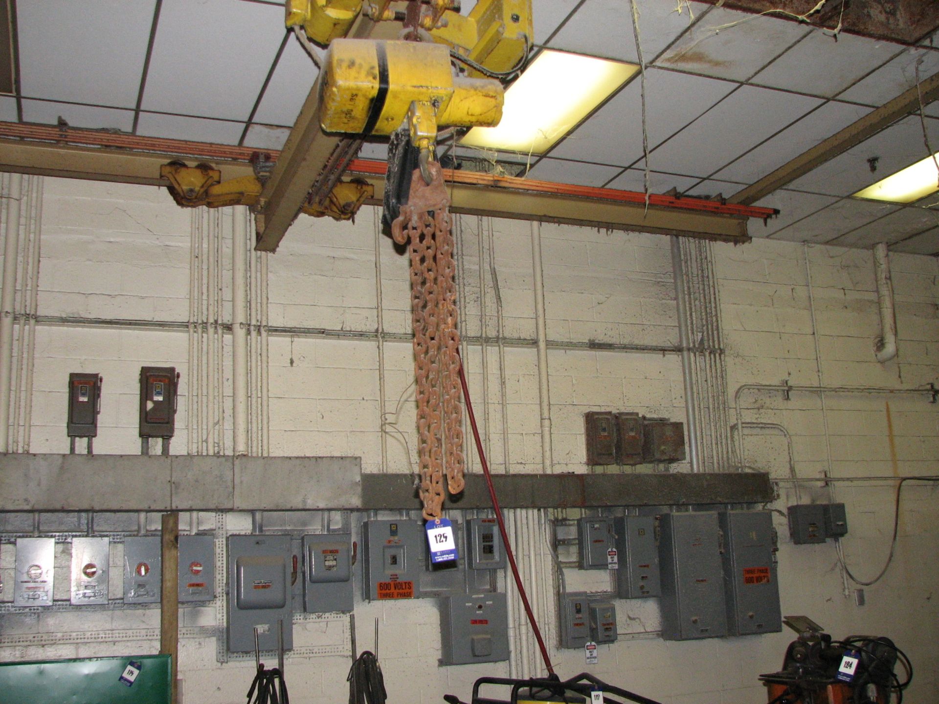 Budgit bridge crane, with rail, 2-ton chain hoist