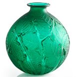 LALIQUE"Milan" vase, clear and frosted green glass, France, des. 1929 M p. 444 no. 1025 Etched R.