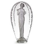 LALIQUE"Grande Ovale Tte PenchŽe" statuette, clear and frosted glass with grey patina, France, des.