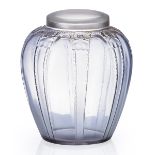 LALIQUE"Cariatides" vase with lid, clear glass with sepia patina, France, des. 1920 M p. 422 no. 924