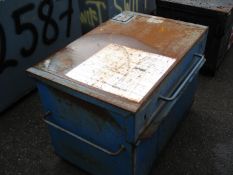 BLUE METAL STORAGE BOX - LOCKED NO KEYS