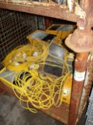 DEFENDER ELECTRICAL JUNCTION BOX X 4, SITE WOLF 110V LIGHTS X 7 AND CABLES - STORAGE MEDIA NOT