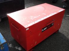 RED FLAMBANK BOX - LOCKED NO KEYS