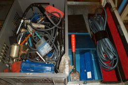 TOOLS, CLAMP, TOOL BOX, STANLEY KNIFE, STRAPS, CABLE