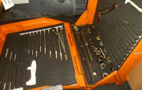 ORANGE TOOLBOX WITH WRENCH SOCKETS