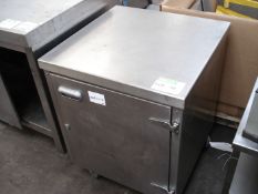STAINLESS CUPBOARD ON WHEELS WITH SINGLE DOOR - 23.5" X 23.5" X 29.5"
