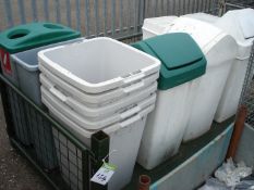 VARIOUS PLASTIC BINS X 12 SOME WITH LIDS - STORAGE MEDIA NOT INCLUDED