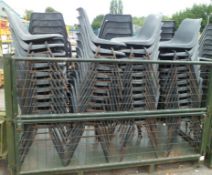 Plastic seat metal legged stackable chairs - approx 80