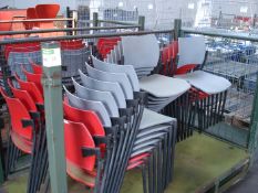 PLASTIC CHAIRS - METAL LEGS - RED AND GREY COLOUR X 16