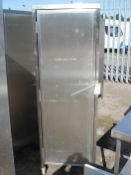 STAINLESS STEEL STORAGE CUPBOARD ON WHEELS - 23.5" X 23.5" X 71"