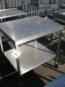 STAINLESS STEEL TABLE ON WHEELS - 35" X 30" X 37"