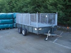 IFOR WILLIAMS TRAILER WITH NATO TOWING HITCH - REAR LOADING RAMP - 66" WIDE X 12FT 5" LONG - CAGE