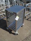 STAINLESS TRAY RACK ON WHEELS  - 12 SLOTS - 22.5" X 16" X 35.5"