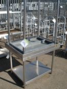 2 X BARTLETT B-LINE STAINLESS STEEL TABLES - 35" X 27.5" X 28.5"