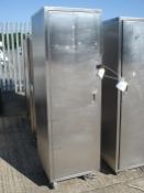 STAINLESS STEEL STORAGE CUPBOARD ON WHEELS - 2FT X 6FT 5" X 2FT