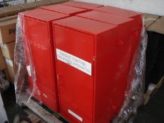 RED METAL STORAGE CUPBOARDS X 6 - 18" W X 10" D X 39" H