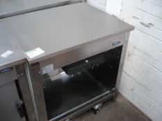 MOFFAT SERVING COUNTER ON WHEELS WITH NO DOORS - 32.5" X 27" D X 36" H