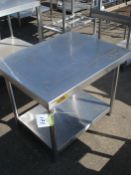 STAINLESS STEEL TABLE ON WHEELS - 35" X 27.5" X 28.5"