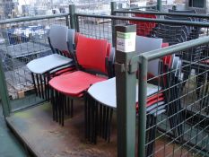 PLASTIC CHAIRS - METAL LEGS - RED AND GREY COLOUR X 28