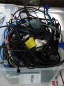 Box of assorted loose cables.