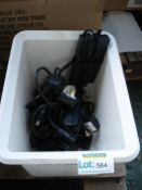 Box of assorted DELL chargers.