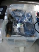 Box of assorted cables in packets.