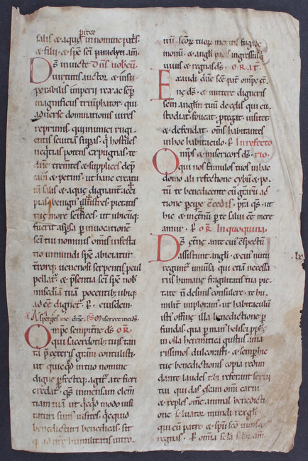 Rituale, Benedictio salis et aque. 1 Bl.
Rituale. - Benedictio salis et aque. Einzelblatt aus