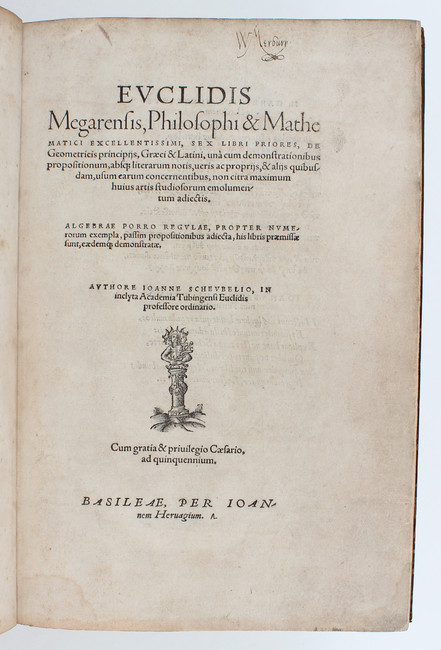Euclid, (Elementa). 1550
Euclid. (Elementa). Sex libri priores, de geometricis principiis, - Image 2 of 3