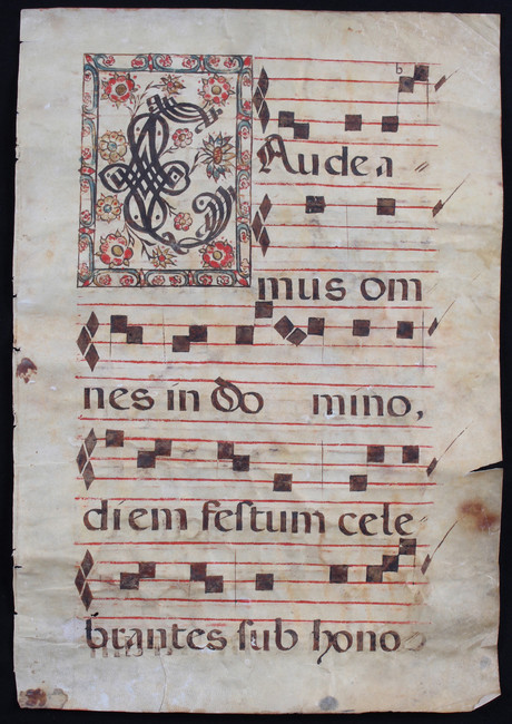 Antiphonar, 2 Bll. ("Gaudeamus...")
Antiphonar. - 2 Bll. aus einer Choralhandschrift auf - Image 3 of 4