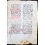 Breviarium, 10 Bll.
Breviarium. - 10 Bll. aus einer lateinischen Handschrift auf Pergament. Italien,